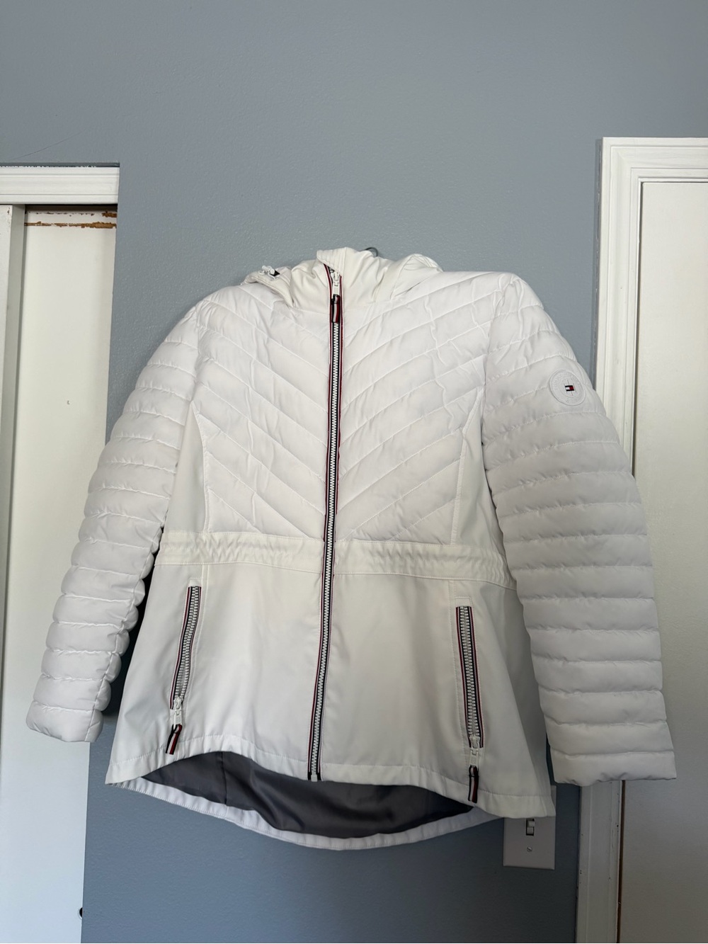Tommy Hilfiger White Jacket with Navy and Red Trim